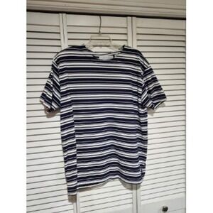 Karen Scott II Women's Navy Blue White Stripe Short Sleeve Knit Top Plus Size 1X